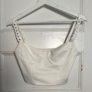 Elegant White Chain Strap Bustier